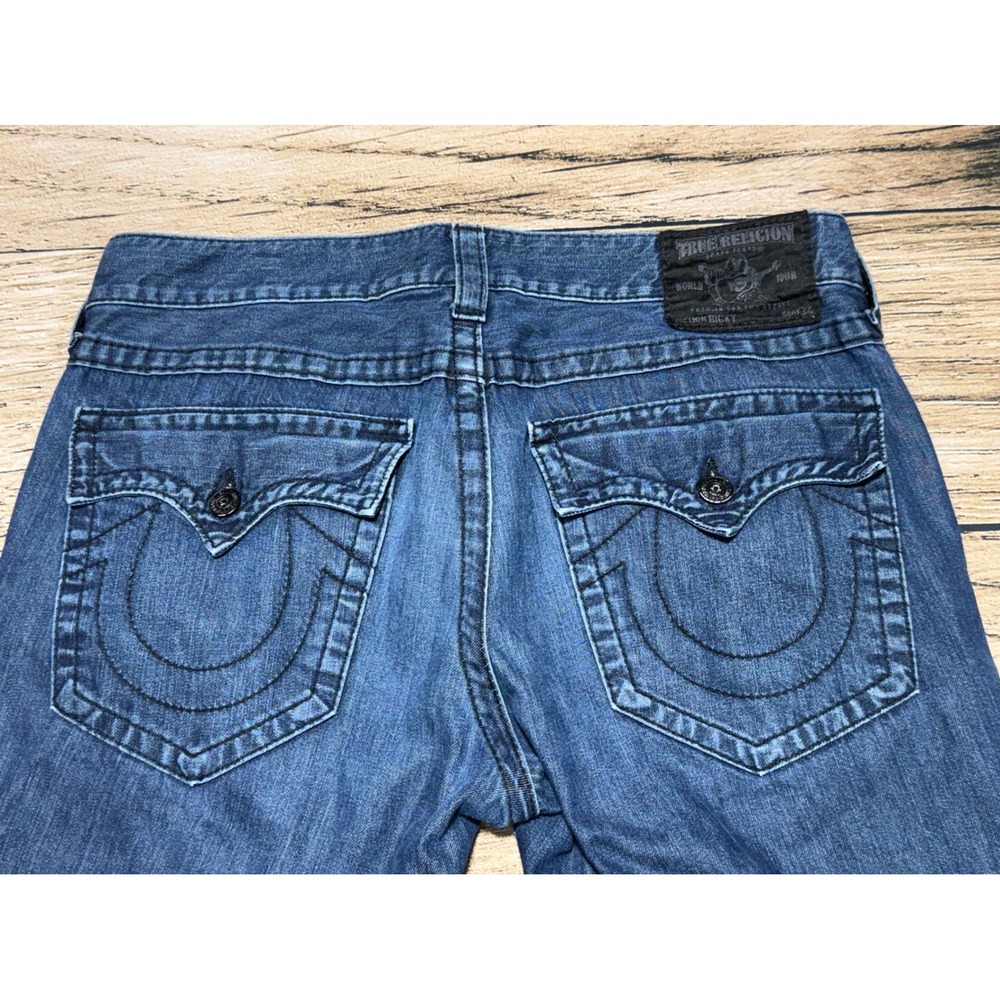 True Religion Section Ricky Jeans Mens 36 Made USA Y2K Straight Flap Pocket Blue